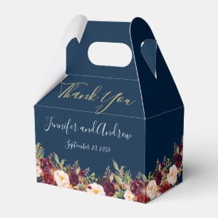 Ballotins Burgundy Floral Navy Bleu Script Rustique Mariage