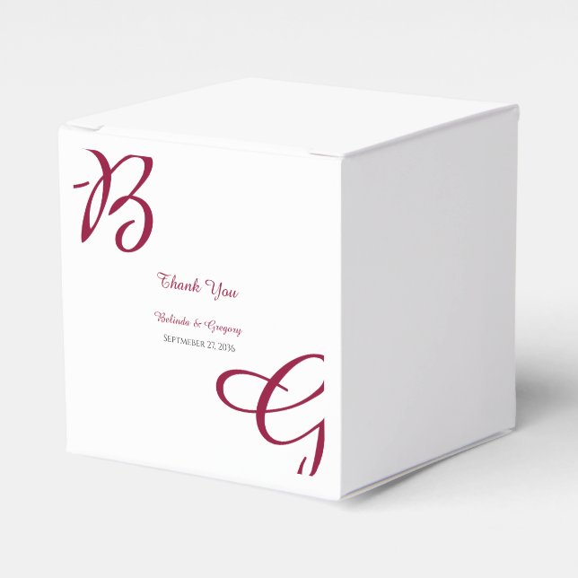 Ballotins Burgundy Maroon Initiales Mariage de automne d'aut (Verso)