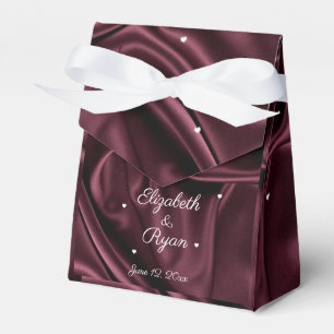 Ballotins Burgundy Satin Coeurs blancs Personnalisé