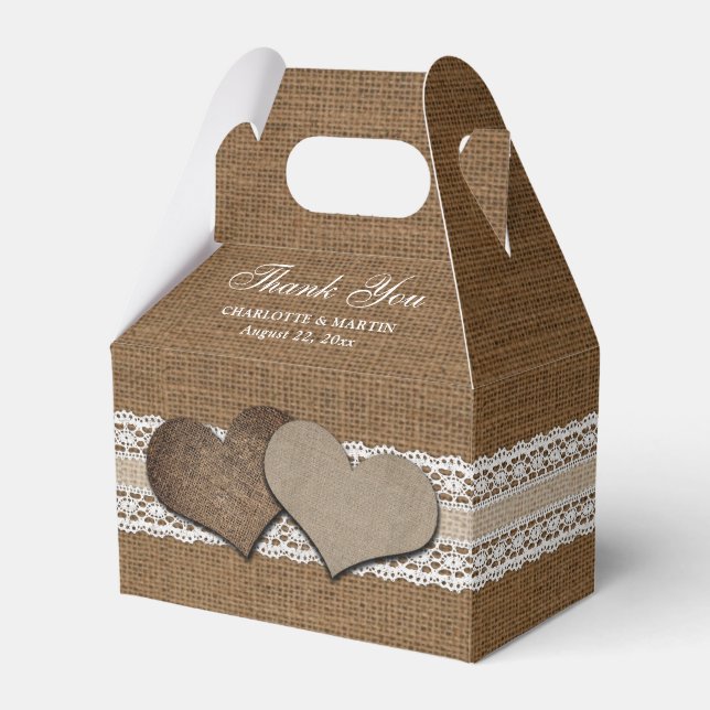 Ballotins Burlap et dentelle Mariage campagnard rustique (Verso)