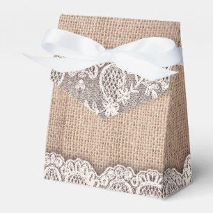 Ballotins burlap et vintage dentelle boîte de mariage
