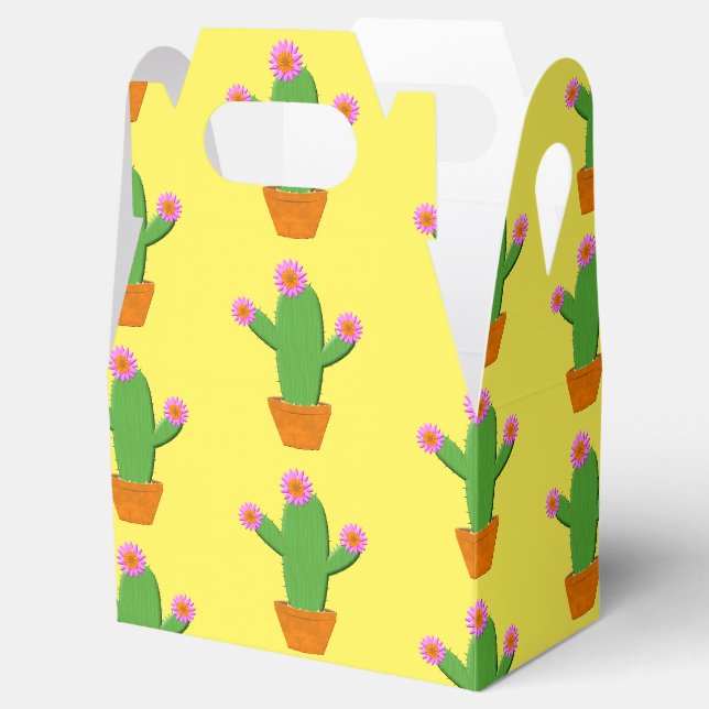 Ballotins Cactus Cartoon Motif Avec Fleurs Roses (Ouvert)