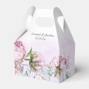 Ballotins Cadeau de mariage Fleurs de pivoine rose et feuill
