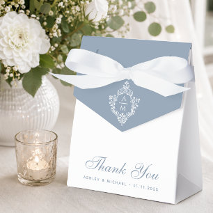 Ballotins Cadeau de mariage Monogramme Bleu Poussiéreux Blan