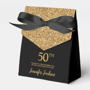 Ballotins Cadeau de remerciement 50 ans paillettes noir or