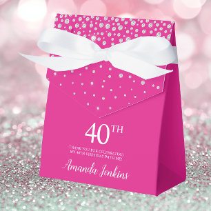 Ballotins Cadeau de remerciement rose pailleté pour 40e anni