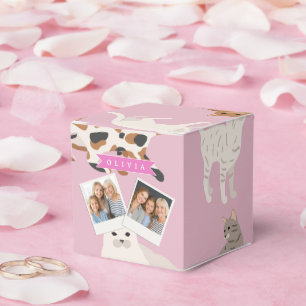 Ballotins Cadeau Personnalisé Motif de Chat Rose Mignon pour