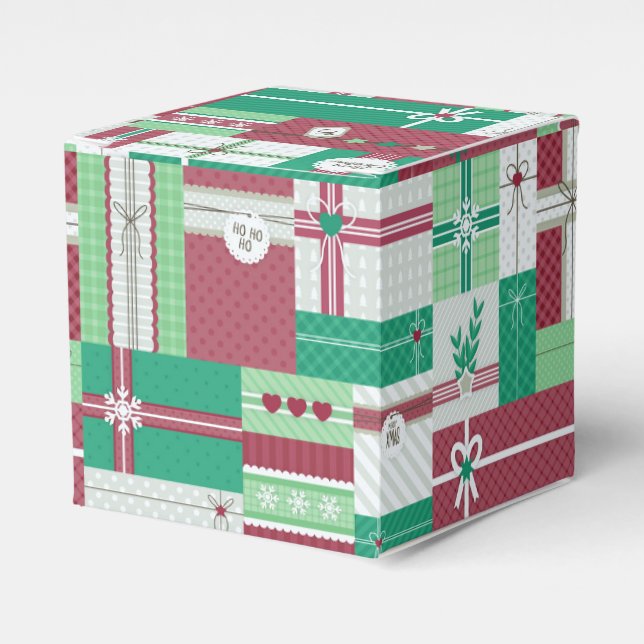 Ballotins Cadeaux de Noël design, cadeaux vert rouge (Verso)