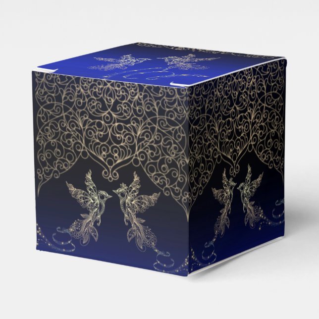 Ballotins caja para regalo azul con decoración (Verso)