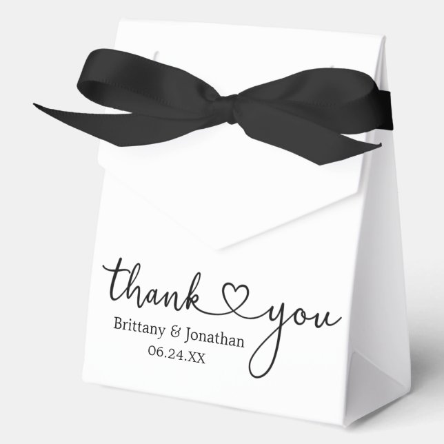 Ballotins Calligraphie moderne Coeur Mariage Merci Bow (Recto)