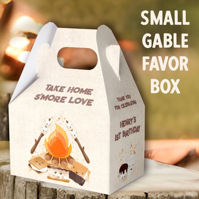 Ballotins Camping Cute S'more 1er Anniversaire Camping (Cute S'mores Small Gable Favor Boxes - You can choose from 3 sizes of these gable favor boxes)