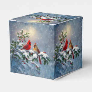 Ballotins Cardinaux rouges et houx dans la neige