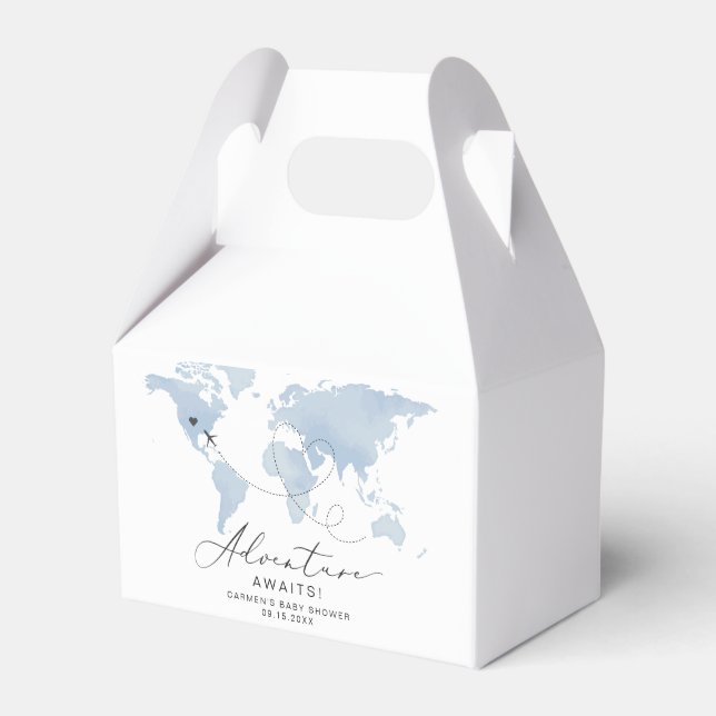 Ballotins CARMEN Dusty Blue Map Baby shower d'aventure (Verso)