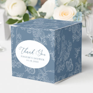 Ballotins Carré de mariage floral en chinoiserie bleu frança