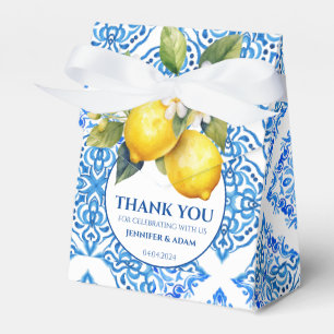Ballotins Carreaux bleus Amalfi Lemon Mariage sac Merci