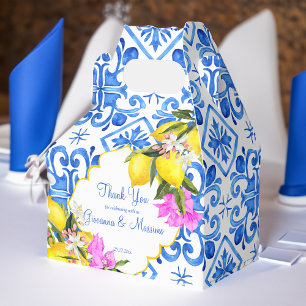 Ballotins Carreaux bleus citron Bougainvillea cadeau de mari
