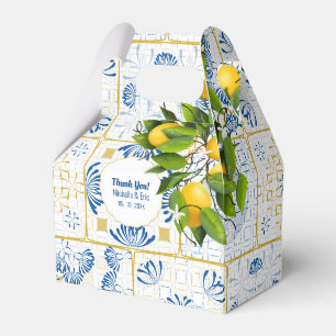 Ballotins Carrelage bleu blanc Citron Mariage méditerranéen