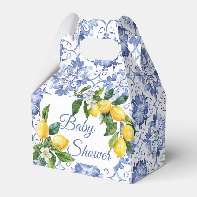 Ballotins Carrelage bleu méditerranéen Baby shower citron (Verso)