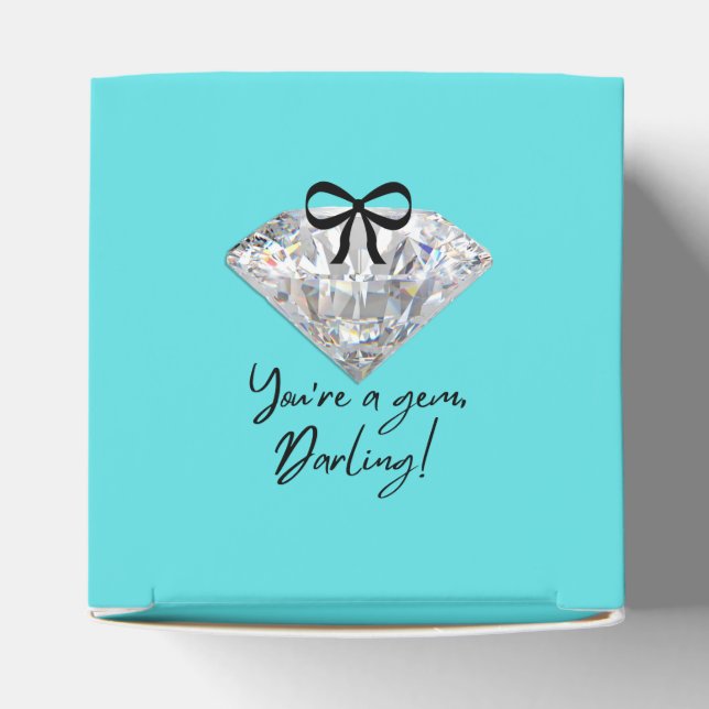 Ballotins Carte de remerciements turquoise et diamant (Haut)