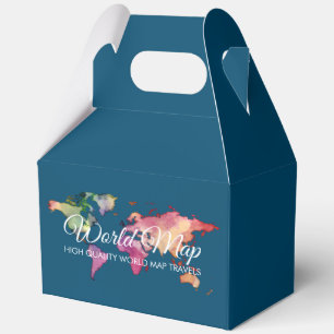 Ballotins Carte du monde rétro couleur bleu vert