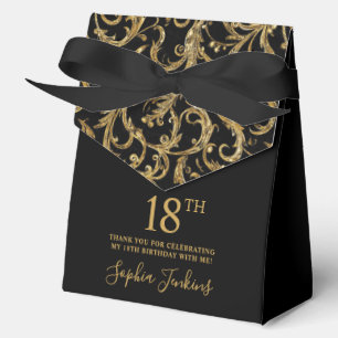 Ballotins Carton de remerciement 18 ans tourbillons or