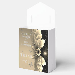 Ballotins Carton d'invitation de mariage floral or métallisé