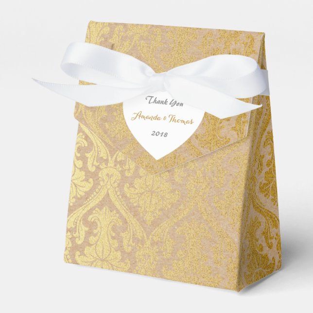 Ballotins Carton doré Damas Anniversaire Mariage Faveur (Verso)