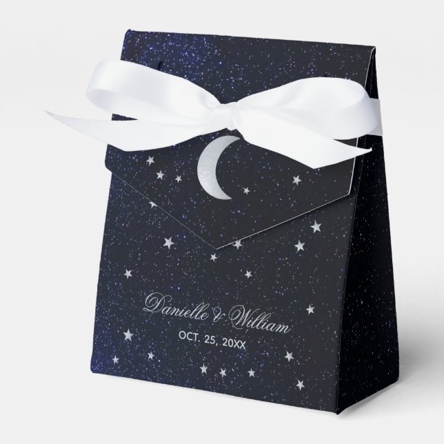 Ballotins Céleste Mariage Bleu étoile Nuit Argent Lune (Verso)