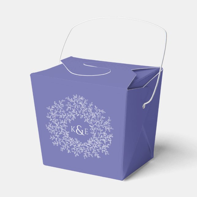 Ballotins Cercle blanc art feuille mariage violet bleu (Verso)