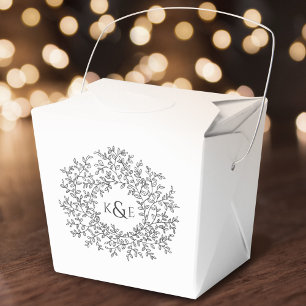 Ballotins Cercle feuille d'art gris fusain mariage sur blanc