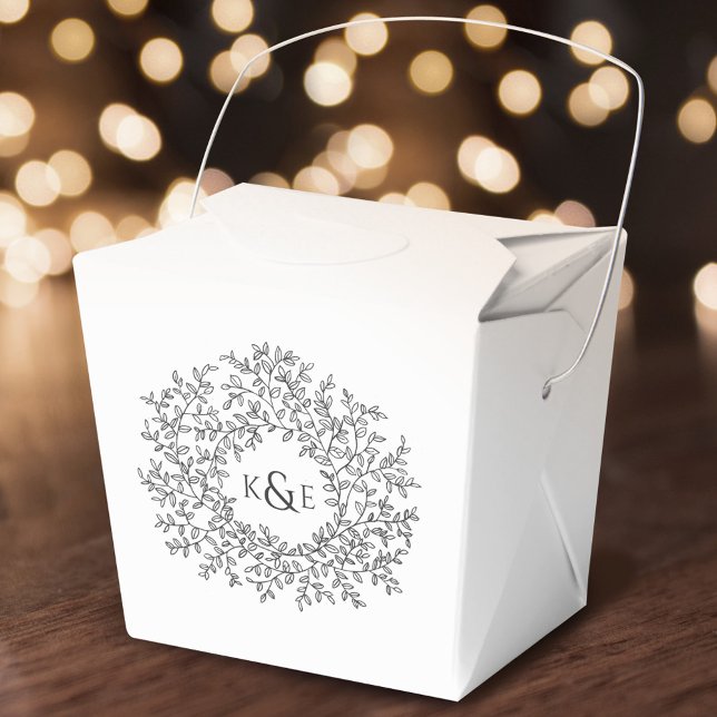 Ballotins Cercle feuille d'art gris fusain mariage sur blanc (Créateur téléchargé)