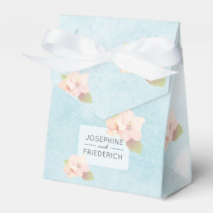 Ballotins Cerise Fleur Bleu Aquarelle Boîte de mariage Favor