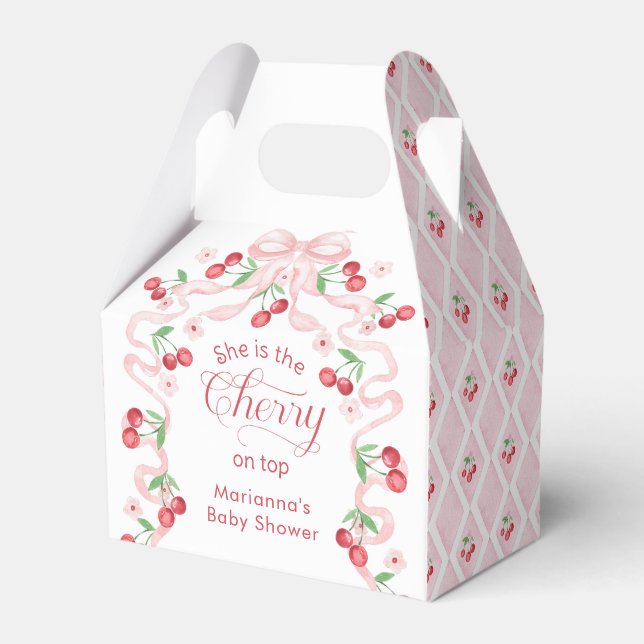 Ballotins Cerise sur le Baby shower en bois rose supérieur (Verso)