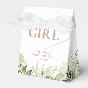 Ballotins C'est une fille Baby Shower avec feuillage et rose