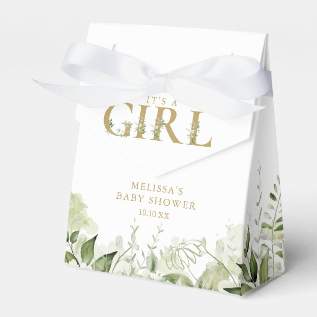 Ballotins C'Est Une Fille Verdure Foliage Baby shower Or (Verso)