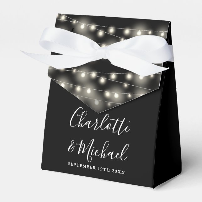 Ballotins Chaîne Lumière Signature Script noir blanc Mariage (Verso)