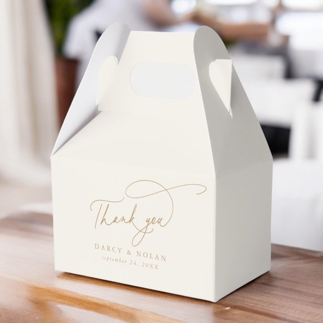 Ballotins Charme élégant ivoire et mariage d'or Favor Boxes (Elegant Charm Ivory and Gold Wedding Favor Boxes)