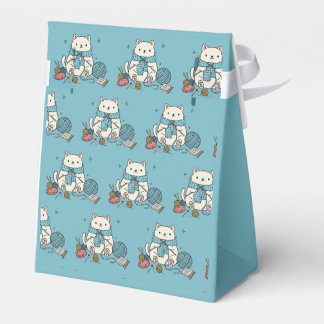 Ballotins Chat Blanc Fantaisiste Tricotant - Conception Grap