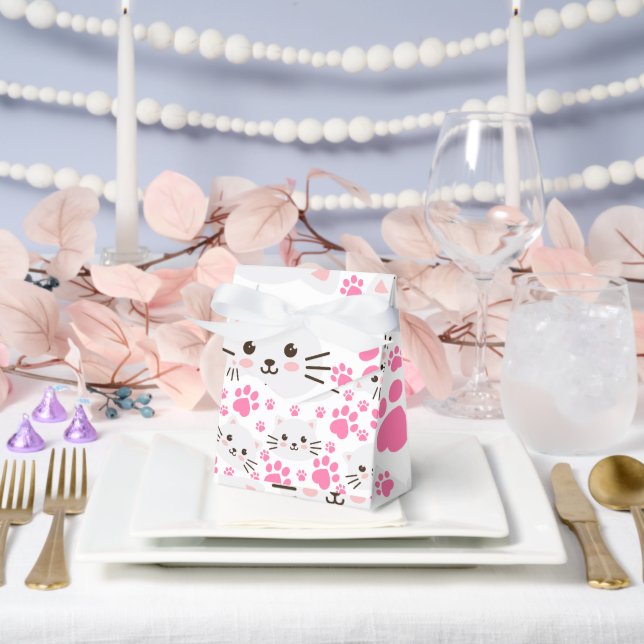 Ballotins Chat blanc mignon et rose (Mariage)
