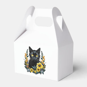 Ballotins chat noir avec des fleurs