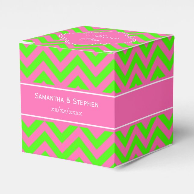 Ballotins Chaud rose #2 Lime Green LG Chevron Nom Monogramme (Verso)
