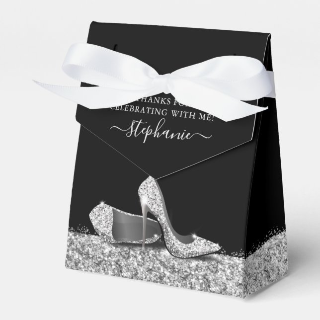 Ballotins Chaussure haute talon Stiletto Noir Argent Anniver (Verso)