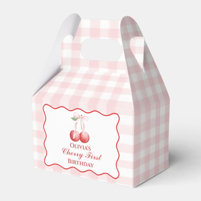 Ballotins Chercher Premier anniversaire Pink Bow En vichy (Verso)