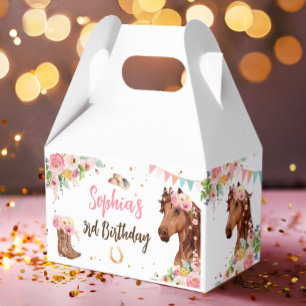 Ballotins Cheval Anniversaire Fille Cowgirl Rose Floral Part