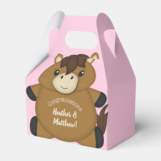 Ballotins Cheval Baby shower fille rose (Verso)