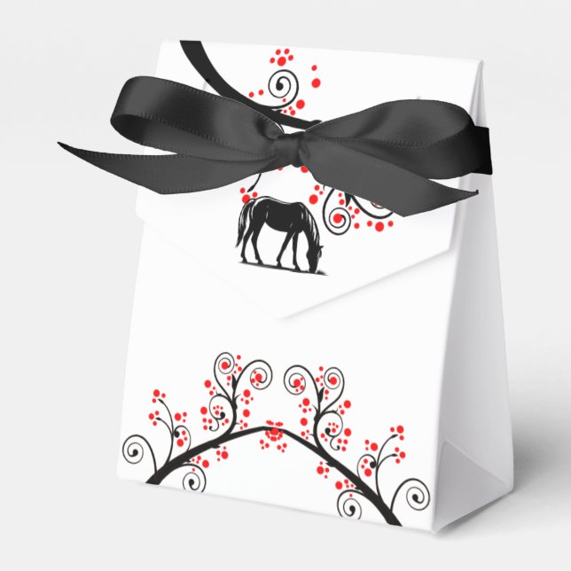 Ballotins Cheval chinois du Nouvel An et fleurs rouges (Verso)
