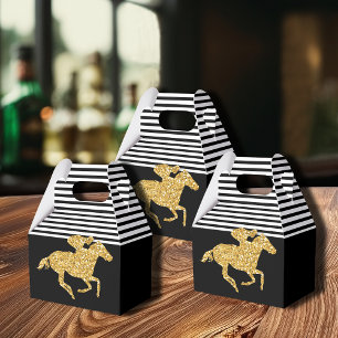 Ballotins Cheval de course Paillettes Or Faux Rayures Noir B