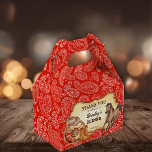 Ballotins Chevaux Cowboy rouge paisley cadeau de fête occide