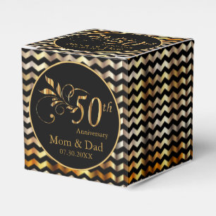 Ballotins Chevron Noir & Or 50e Anniversaire de Mariage