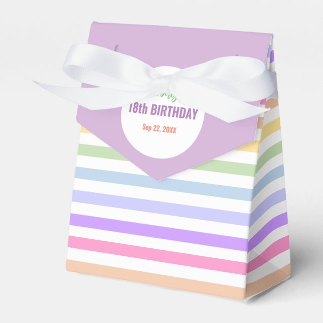 Ballotins Chic Anniversaire Pastel Arc-en-ciel Blancs rayure (Verso)